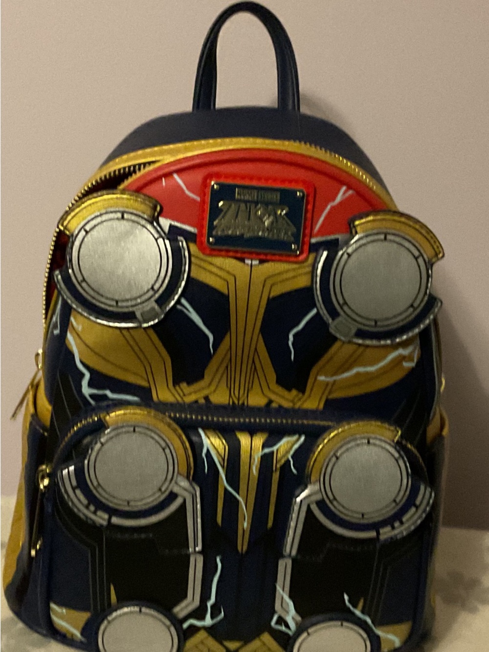 Loungefly Thor Navy, Gold & Red Superhero Mini Backpack